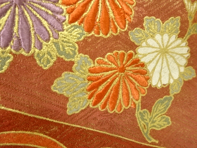  リサイクル　金彩松梅模様刺繍一つ紋色留袖(比翼付き)
